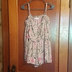 Flowery Long Sleeved Off the Shoulder Romper